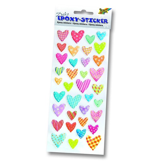 [FOL16101] Epoxy-stickers HEARTS, 36 stuks