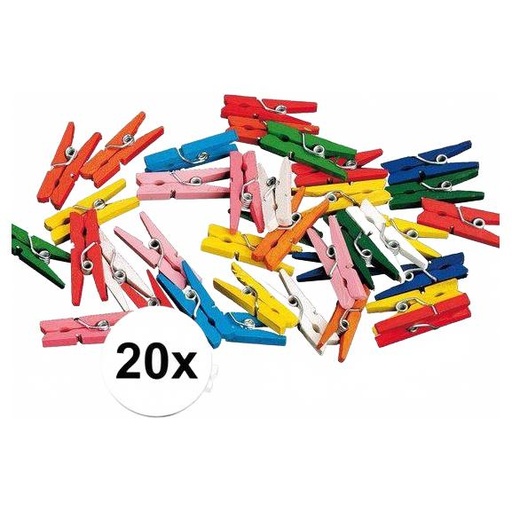 [406091] Wasknijpers mini kleurassortiment, L: 25mm, B: 3mm - 20 Stuks