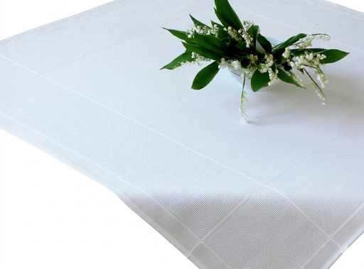 [BE966#0] Nappe avec Galon Aida Carré 80x80cm, Blanc