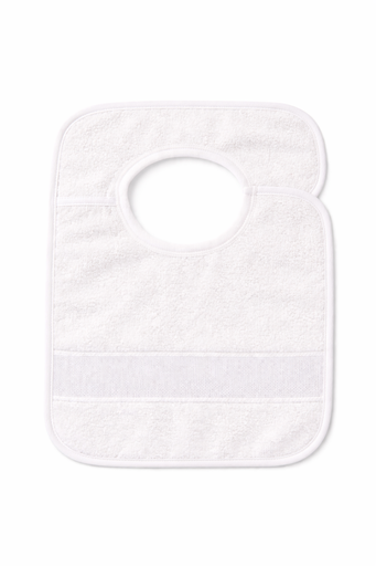 [B12270SLK#01] Slabbetje met klittenband en aidarand 28x40 cm, Wit-Wit