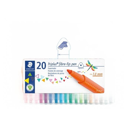 [S323SB20] Staedtler Triplus Viltstiften, Box 20 pieces - Assortiment, Trait (1mm)