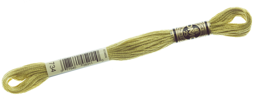 [DMC117MC#734] DMC 117 Mouliné Spécial, fil à broder, boîte à 12 écheveaux, coloris 734