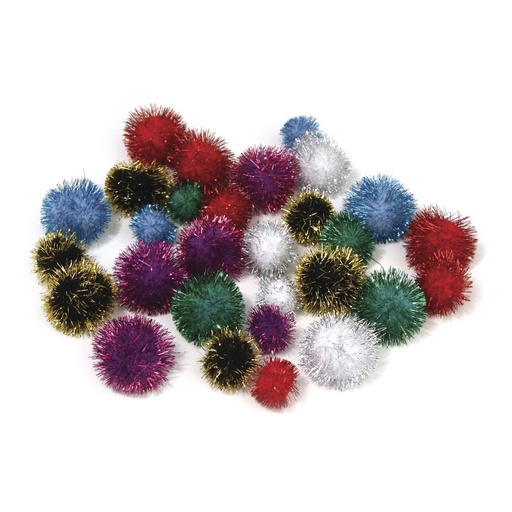 [R21732] Pompons Métalliques, Couleurs Et Tailles Assorties, Sct.-Ls 80 Pces