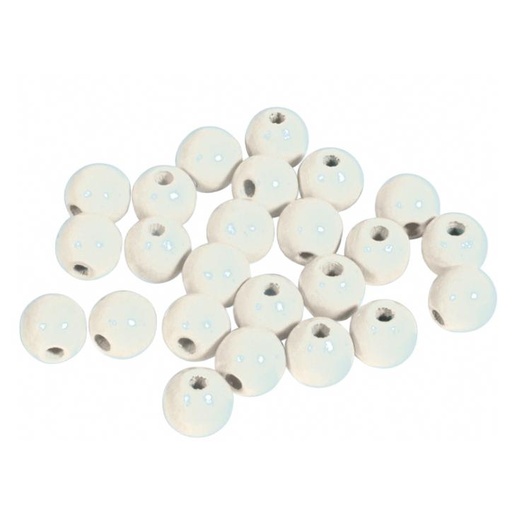 [1008#02] Perles en bois FSC 100%, polies, 8mm ø, sct. 82 pièces, blanc
