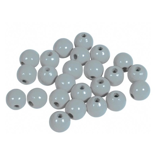 [1008#25] Perles en bois FSC 100%, polies, 8mm ø, sct. 82 pièces, gris clair