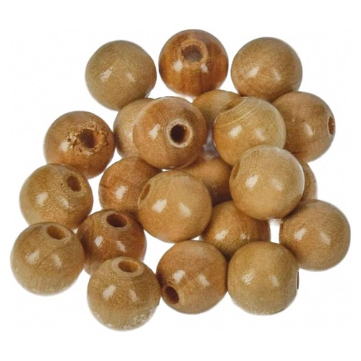 [1008#31] Houten kralen FSC 100%, gepolijst, 8mm ø, naturel, zak à 82 stuks