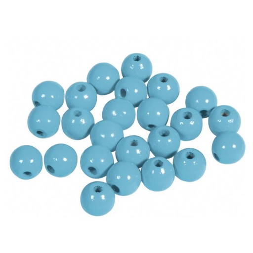 [1008#81] Perles en bois FSC 100%, polies, 8mm ø, sct. 82 pièces, bleu pastel