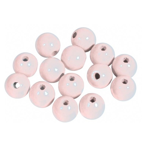 [1010#16] Houten kralen FSC 100%, gepolijst, 10mm , roze, zak à 52 stuks