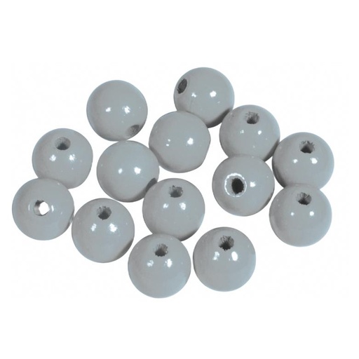[1010#25] Perles en bois FSC 100%, polies, 10mm ø, gris clair , sct. 52 pièces