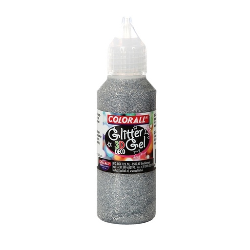 [2805#74] Colorall 3D‐glittergel, Fles 50g, Zilver