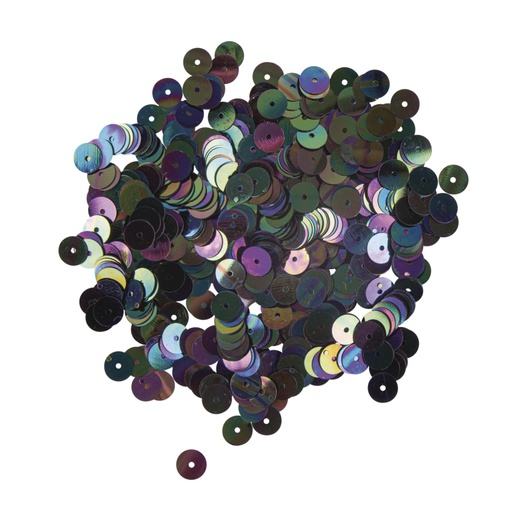 [R39268#94] Pailletten, glad, 6mm ø, iriserend zwart, box 4000 stuks