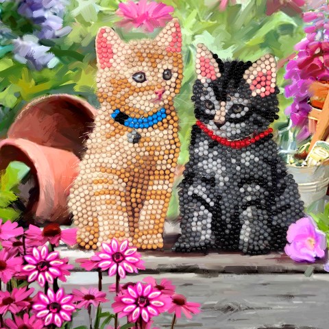 [CCK18#A53] Crystal Card Kit ® Diamond Painting 18x18cm, Cat Friends 
