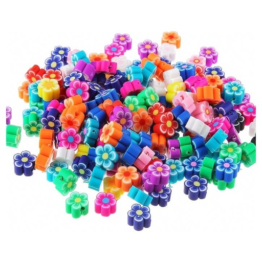 [P14252] Polymer Beads / Kleikralen, Flowers, 10x4 mm, +/-50 Stuks