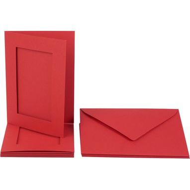 [FOL1305#20] Passe-Partout 220g/m², rectangle, 10,5x15cm,5 cartes+envel, rouge vif