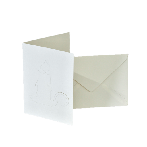 [FOL170501] Cartes doubles Set - 5 pces, 10,8x15,5cm, motif : bougie blanc nacré