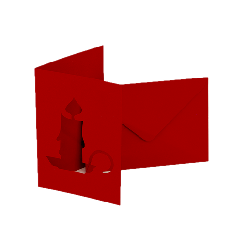 [FOL170522] Cartes doubles Set - 5 pces, 10,8x15,5cm, motif : bougie rouge foncé