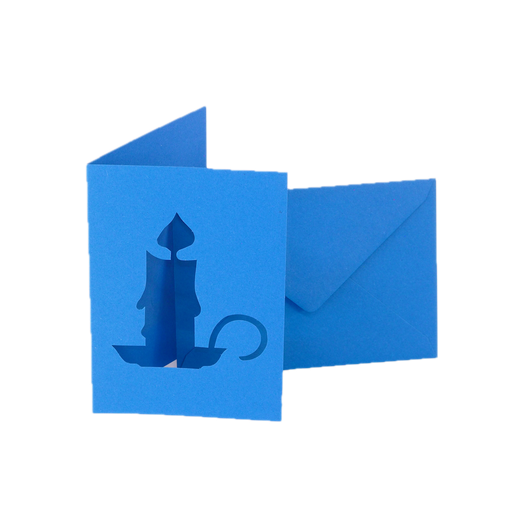 [FOL170535] Cartes doubles Set - 5 pces, 10,8x15,5cm, motif : bougie bleu roy