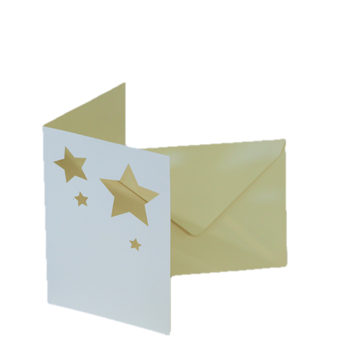 [FOL180501] Cartes doubles Set - 5 pces, 10,8x15,5cm, motif : étoile blanc nacré