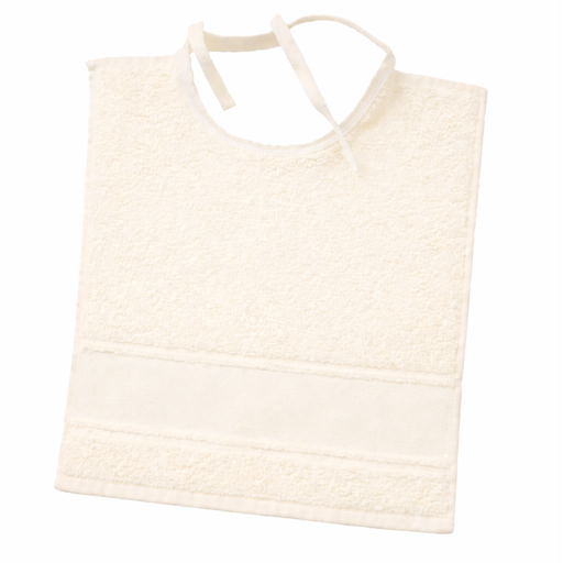 [B12270SL#02] Slabbetje met lintjes aidarand 32x35cm, Gebroken Wit