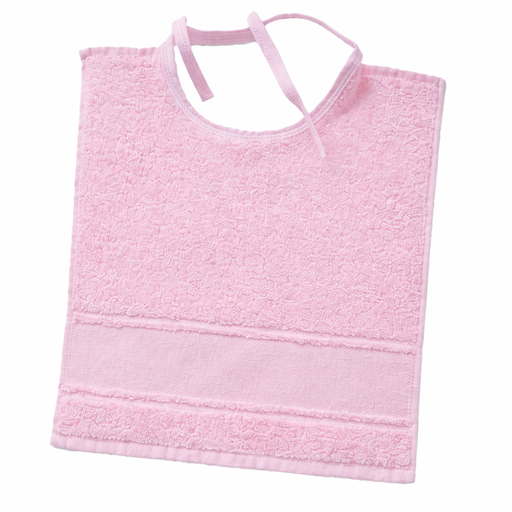[B12270SL#09] Bavoir avec rubans galon aida 32x35cm, rose
