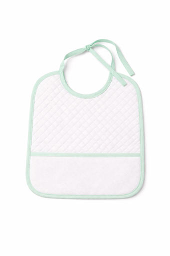 [B12270SLB#05] Slabbetje afgeboord biais en aidarand 25x28cm, Mint