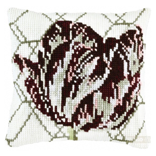 [PA4041#290] Kruissteekkussen 40x40cm, Tulp abstract (incl. naald en garen) 