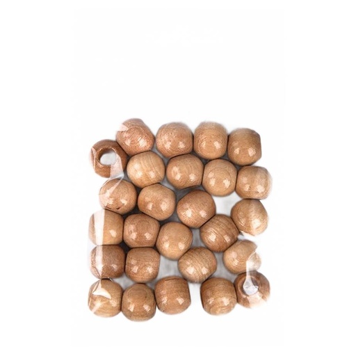 [102910] Perles en bois, polies, 15 mm ø, nature, percées 6 mm, sct. 25 pces