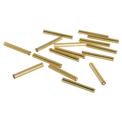 [R14046#06] Glasstiften, goud, 2cm,met zilverkern, doos à 12 g