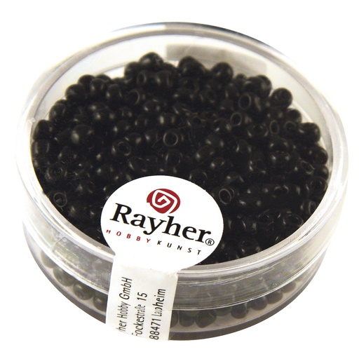 [R14056#01] Rocailles, 2,6 mm ø, opaques, noir, boîte 17 g