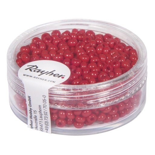 [R14056#18] Rocailles, 2,6 mm ø, opaques, rouge, boîte 17 g
