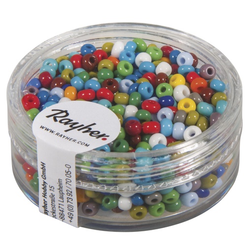 [R14056#49] Rocailles / Borduurkralen, 2,6 mm ø, opaak, doosje 17gr - assortiment