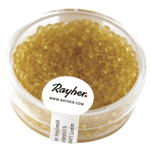 [R14057#04] Rocailles / Borduurkralen, 2,6 mm ø, transparant, m.bruin, Doos 17g