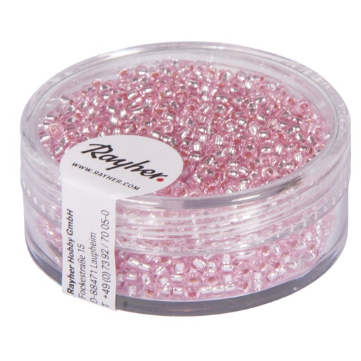 [R14064#16] Rocailles / Borduurkralen, 2 mm ø, met zilverkern, doosje 17 gr,roze
