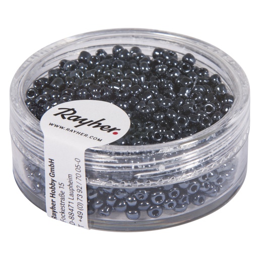 [R14064#23] Rocailles / Borduurkralen, 2 mm ø, met zilverkern, doosje 17 gr, bloedsteen