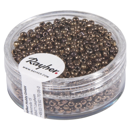 [R14064#24] Rocailles / Borduurkralen, 2 mm ø, met zilverkern, doosje 17 gr, koper