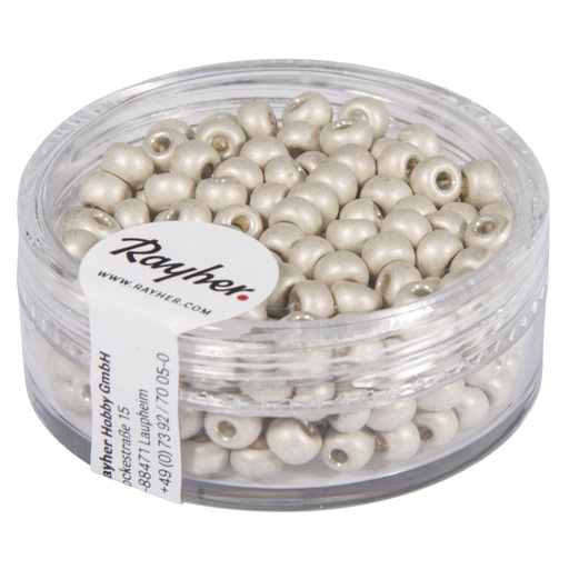 [R14316#102] Metallic-rocailles, dépolies, blanc, 4 mm, boîte 17 g