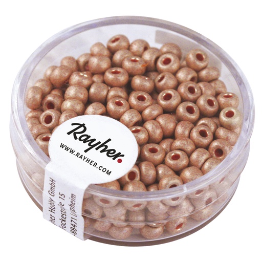 [R14316#254] Metallic-rocailles, dépolies, rose tendre, 4 mm, boîte 17 g