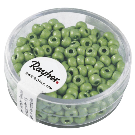 [R14316#414] Metallic-rocailles, dépolies, vert tilleul, 4 mm, boîte 17 g