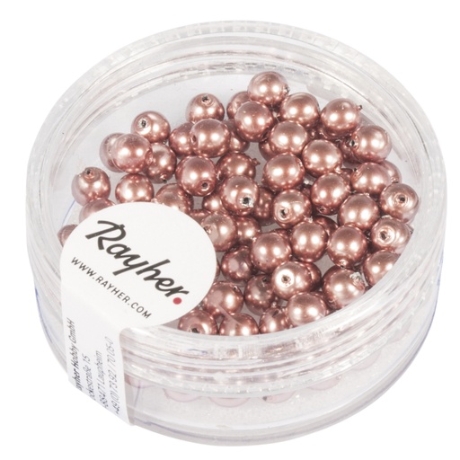 [R14400#221] Renaissance glaskralen, 4mm ø, antiek roze, doosje 85st.