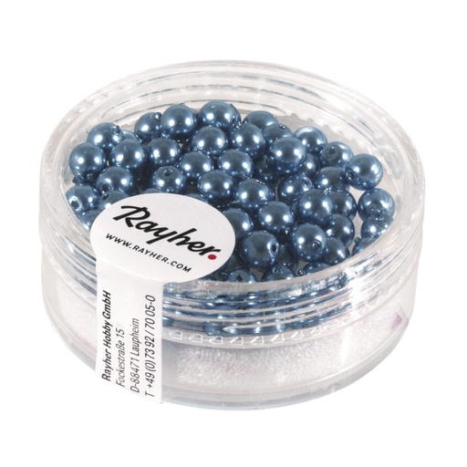[R14400#374] Renaissance Perles en verre , 4mm ø, bleu azur, boîte 85pces