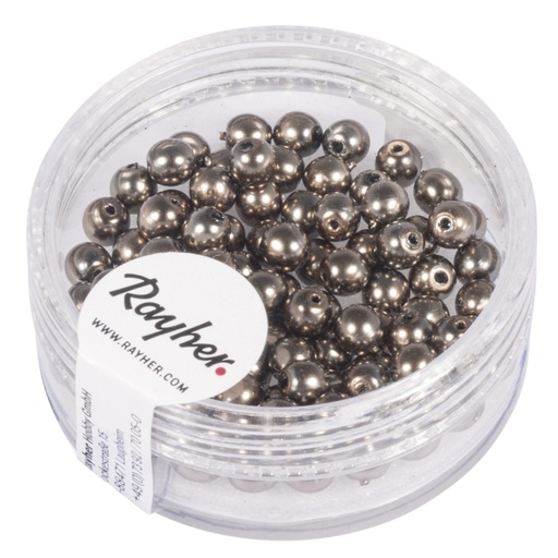 [R14400#509] Renaissance Perles en verre , 4mm ø, taupe, boîte 85pces