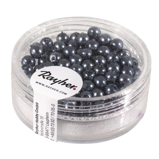 [R14400#572] Renaissance Perles en verre , 4mm ø, anthracité, boîte 85pces