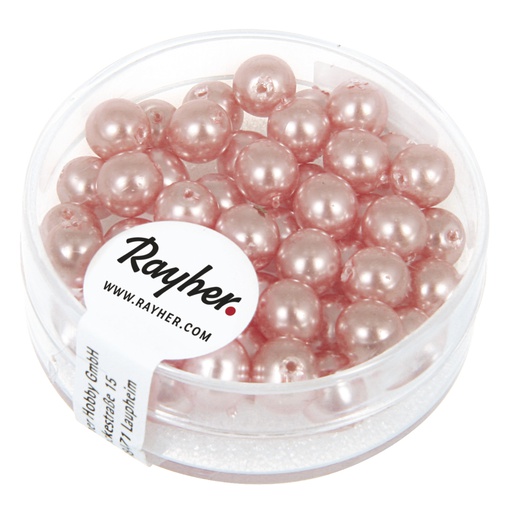 [R14401#271] Renaissance Perles en verre , 6mm ø, rose coquille, boîte 45pces