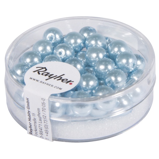 [R14401#356] Renaissance Perles en verre , 6mm ø, bleu clair, boîte 45pces