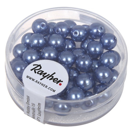 [R14401#374] Renaissance Perles en verre , 6mm ø, bleu azur, boîte 45pces