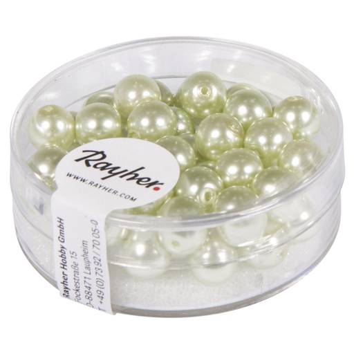 [R14401#414] Renaissance glaskralen, 6mm ø, lindgroen, doosje 45st.