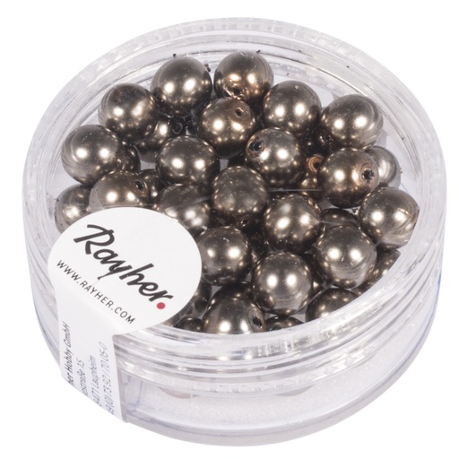 [R14401#509] Renaissance Perles en verre , 6mm ø, taupe, boîte 45pces