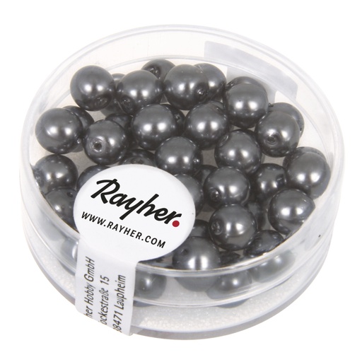 [R14401#572] Renaissance Perles en verre , 6mm ø, anthracité, boîte 45pces