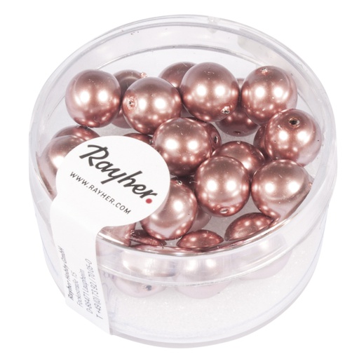 [R14402#221] Renaissance glaskralen, 8mm ø, antiek roze, doosje 25st.