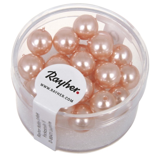 [R14402#271] Renaissance glaskralen, 8mm ø, schelp-roze, doosje 25st.
